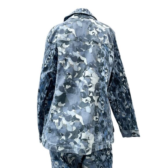 Logo by Lori Goldstein Petite Ink Camo Twill Utility Denim Jacket Pants Set 14P* - Picture 9 of 16